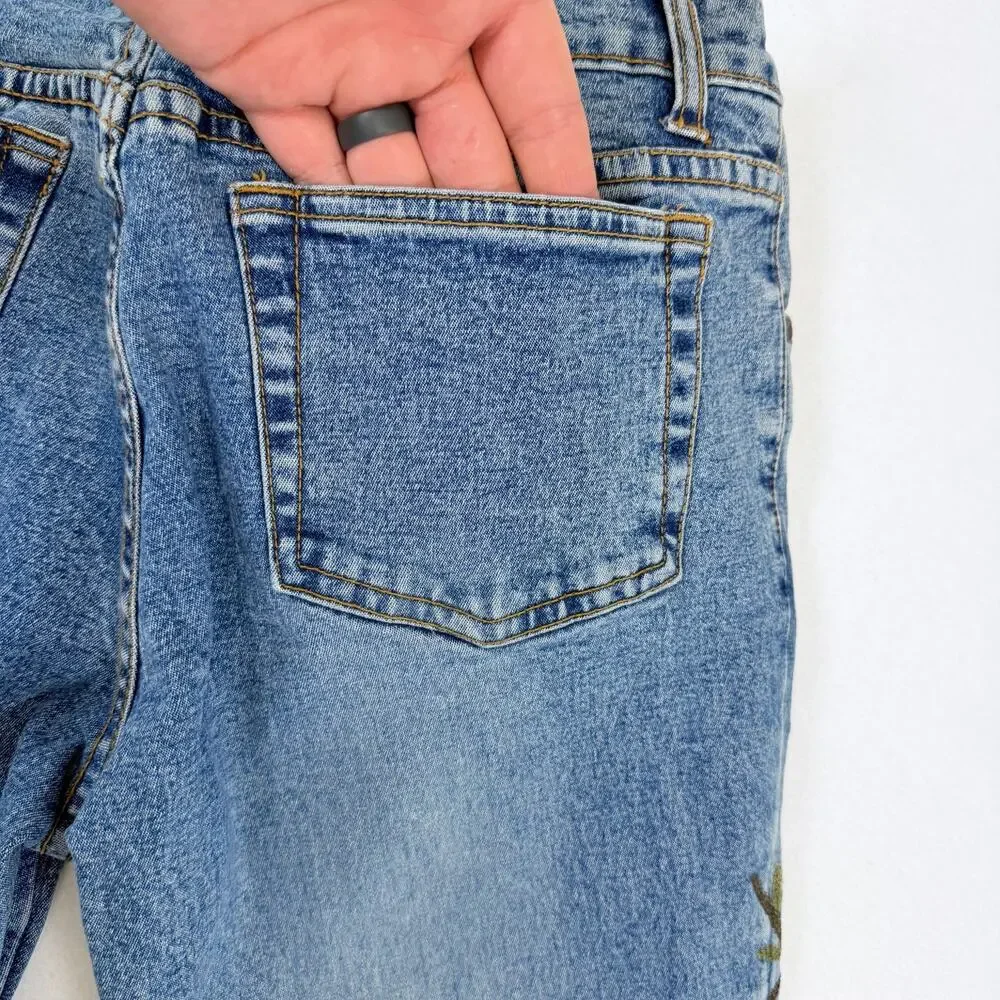 Willi Smith Jeans Womens 4 Paisley Floral Embroidered Bootcut Y2K Boho Acid Wash